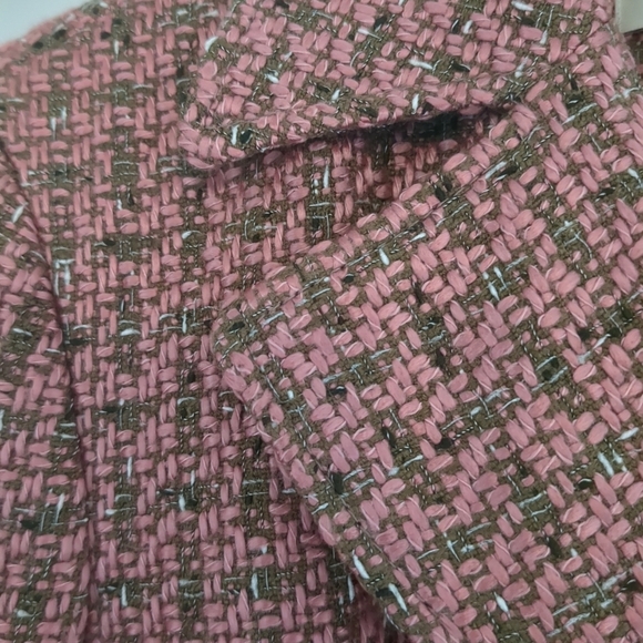 Ann Taylor Blazer Women's 8P Pink Tweed Y2K Clueless Chic Button - Picture 4 of 9